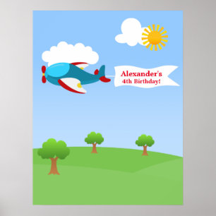 Airplane Banner Boy Birthday Poster