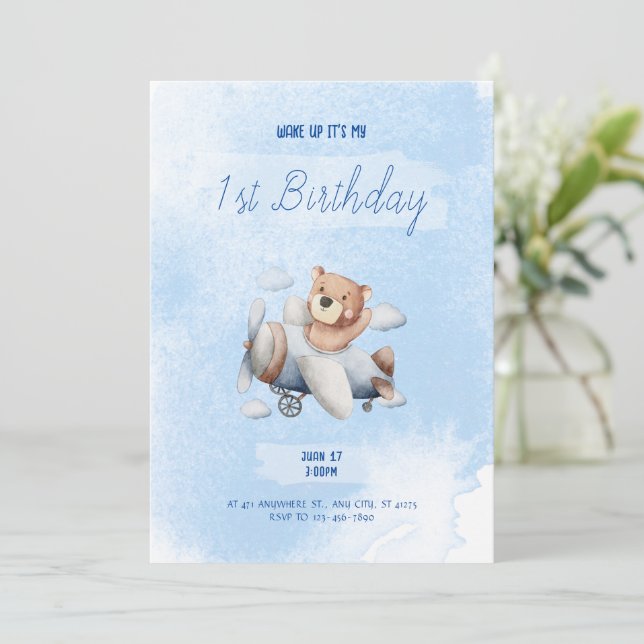 Airplane Birthday Invitation (Standing Front)