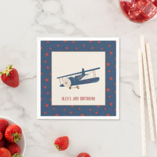 Airplane Birthday Napkin - Boy - Custom