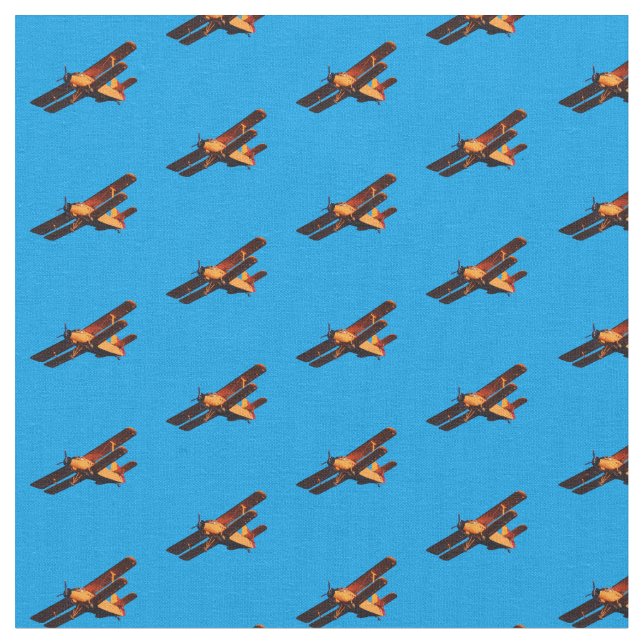 Airplane & Blue sky /vintage plane Fabric (Close Up)