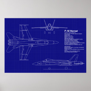 Airplane Blueprints   F-18 Hornet Poster
