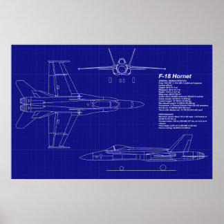 Airplane Blueprints | F-18 Hornet Poster