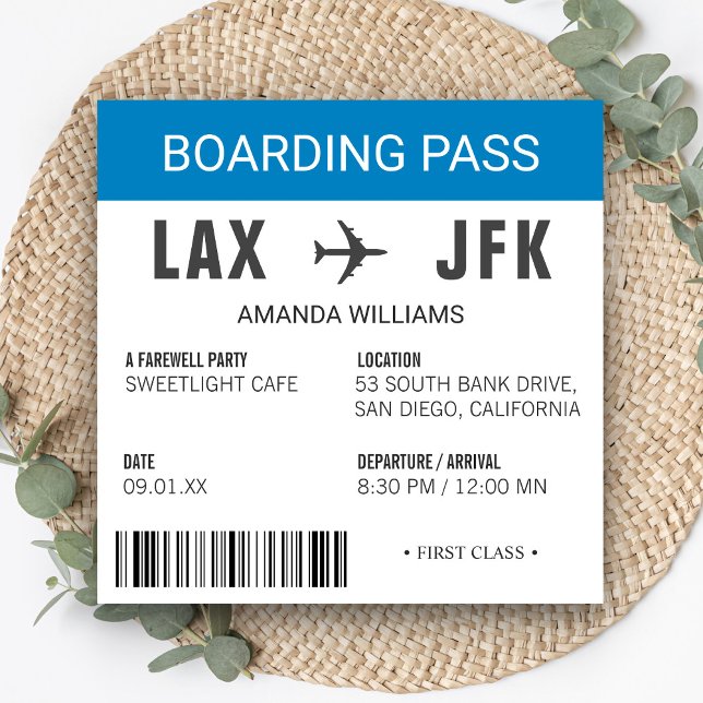 Airplane Boarding Pass Farewell Party Invitation (Creator Uploaded)