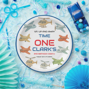 Airplane Boy 1st Birthday Fun Sky Theme Party Paper Plate