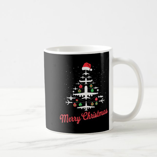 Airplane Christmas Tree Cute Airplane Xmas Holiday Coffee Mug (Right)
