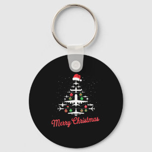 Airplane Christmas Tree Cute Airplane Xmas Holiday Key Ring