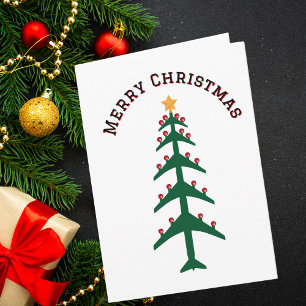 Airplane Christmas Tree Photo Minimalist Aviation Holiday Card