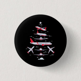 Airplane Christmas Tree Pilot Merry Christmas Xmas 3 Cm Round Badge