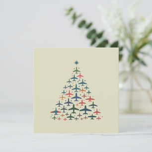 Airplane Christmas Tree Retro Pilot Flying Flight  Invitation