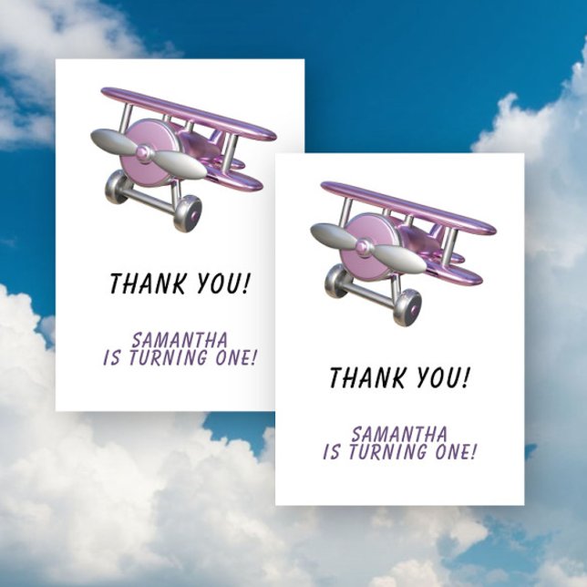 Airplane First Birthday Thank you Card (Creator Uploaded)