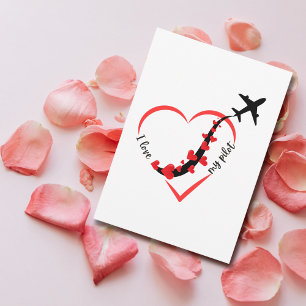 Airplane Heart I love My Pilot Valentine's Day Holiday Card