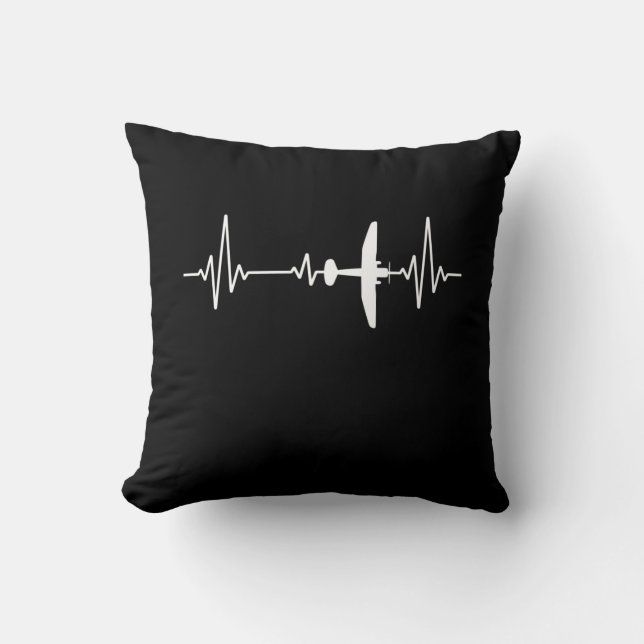 Airplane Heartbeat Cool Pilot Aviation Plane Cushion (Front)