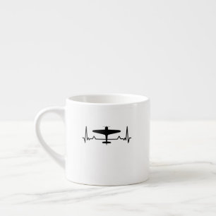 Airplane Heartbeat WW2 Classic Fighter Plane Gifts Espresso Cup
