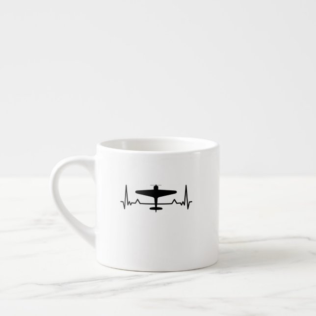 Airplane Heartbeat WW2 Classic Fighter Plane Gifts Espresso Cup (Left)