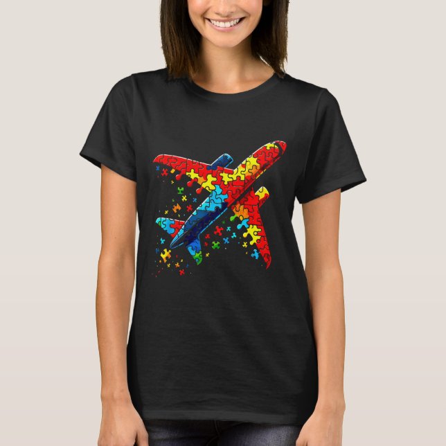 Airplane Jigsaw Puzzle Kids Toddler Boys Autism Aw T-Shirt (Front)