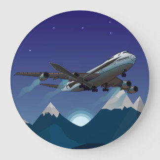 Airplane. Jumbo jet. Large Clock