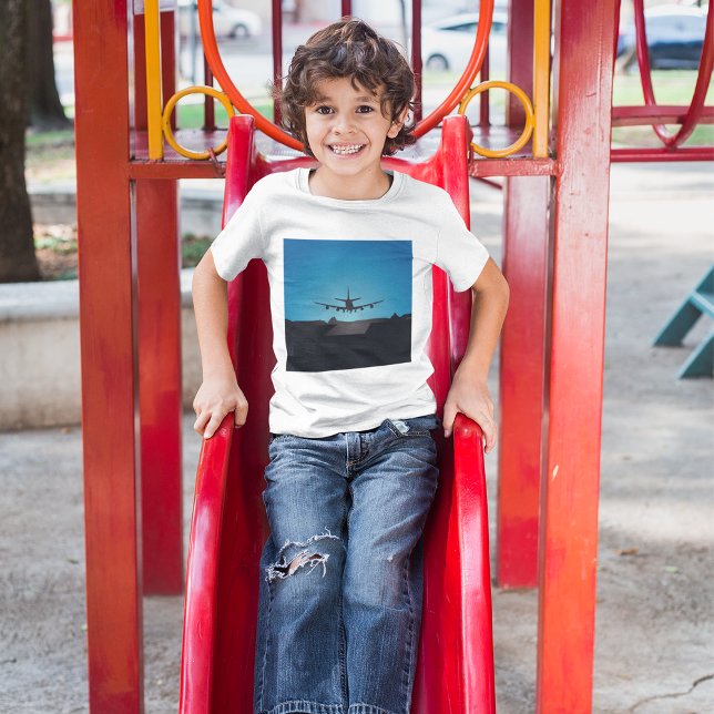 Airplane Landing Silhouette at Night  T-Shirt (Creator Uploaded)