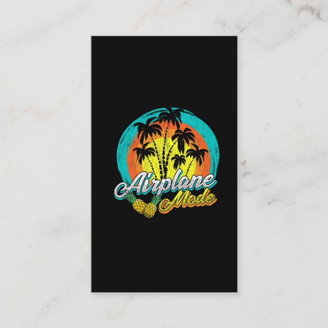 Airplane Lover Travel Sunset Palm Hawaii Pineapple Business Card (Front)