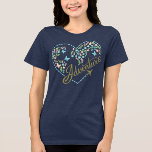 Airplane Mode Adventure Heart Graphic for Women Tri-Blend Shirt