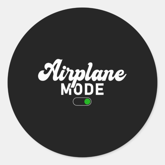 Airplane Mode On Funny Vacation Summer  Classic Round Sticker (Front)