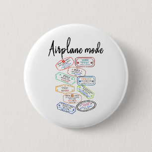 Airplane Mode Vacation Pport Stamp Travel Travelin 6 Cm Round Badge