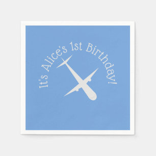 Airplane on Blue Personalized  Napkin