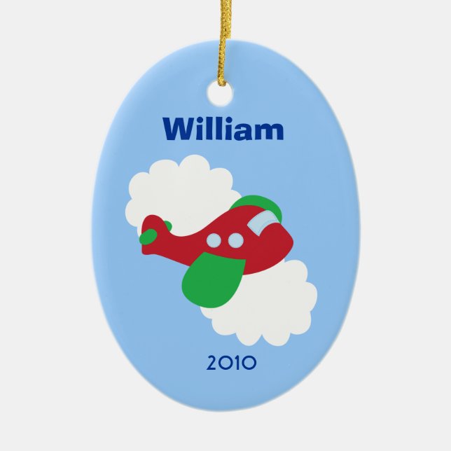 AIRPLANE Personalised Name Christmas Tree Ornament (Front)