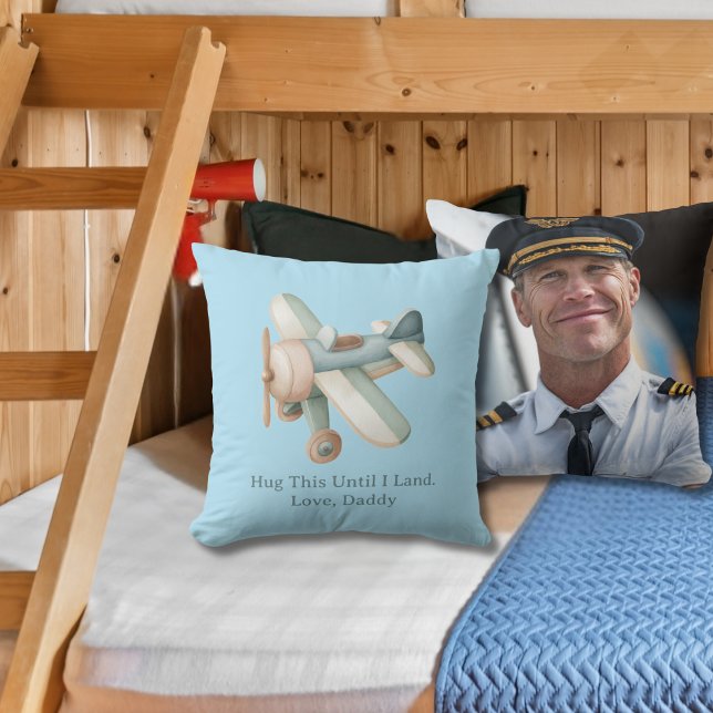 Airplane Photo "Hug This Until I Land" Baby Boy Cushion (Creator Uploaded)