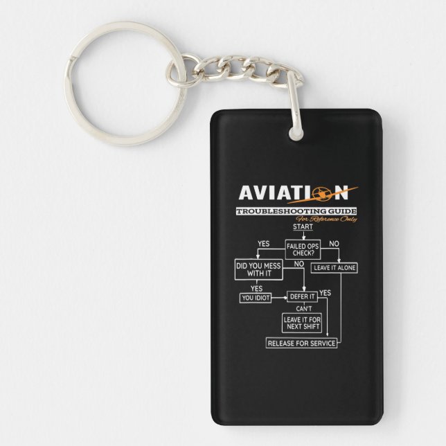 Airplane Pilot Aviation Trouble Shooting Guide Key Ring (Front)