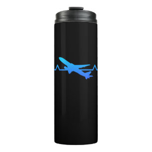 Airplane Pilot Heartbeat Planespotting Gift Dad Thermal Tumbler