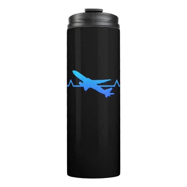 Airplane Pilot Heartbeat Planespotting Gift Dad Thermal Tumbler (Front)