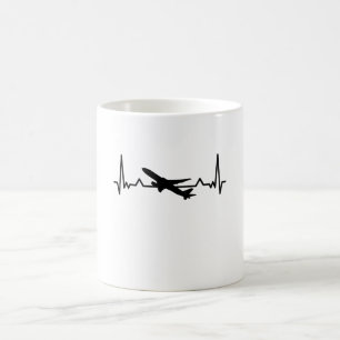 Airplane Pilot Heartbeat Planespotting Gifts Coffee Mug