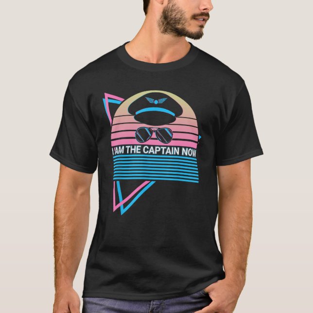 Airplane Pilot Plane Aviation Retro I Am The Capta T-Shirt (Front)