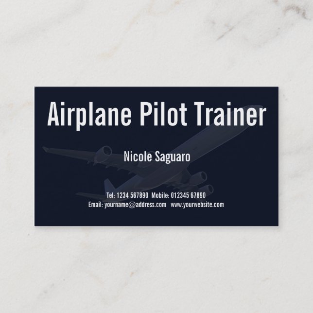 Airplane Pilot Trainer Business Card (Front)