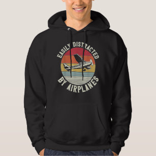 Airplane Pilot Vintage Retro Easily Distracted By  Hoodie