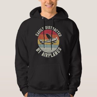 Airplane Pilot Vintage Retro Easily Distracted By  Hoodie