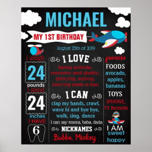 Airplane Plane Pilot First Birthday sign