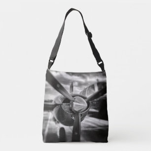 Airplane propeller Black and White Crossbody Bag