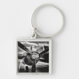 Airplane propeller Black and White Key Ring