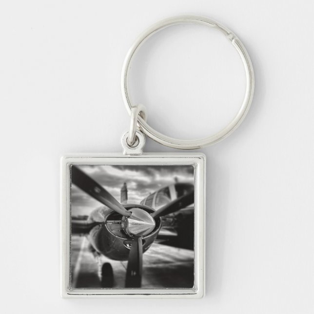 Airplane propeller Black and White Key Ring (Front)