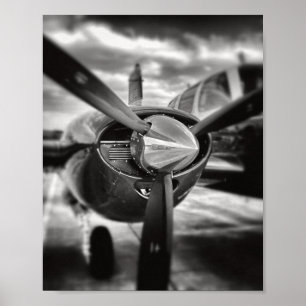 Airplane propeller Black and White Poster