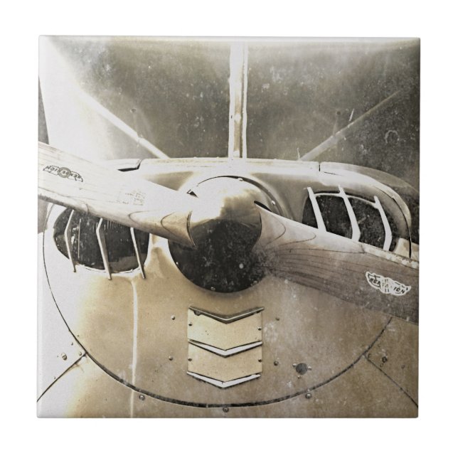 Airplane Propeller Monochrome Ceramic Tile (Front)