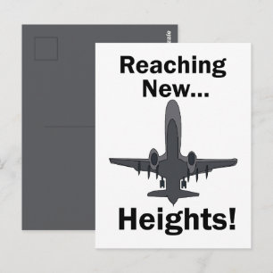 Airplane Reaching New Heights Inspirational Quote Postcard