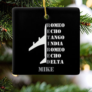 Airplane Retired Nato Phonetic Alphabet Aviation Ceramic Ornament