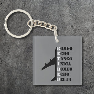 Airplane Retired Nato Phonetic Alphabet Aviation Key Ring