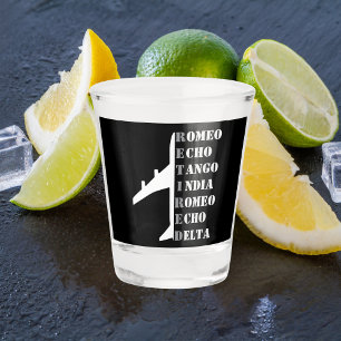 Airplane Retired Nato Phonetic Alphabet Aviation Shot Glass
