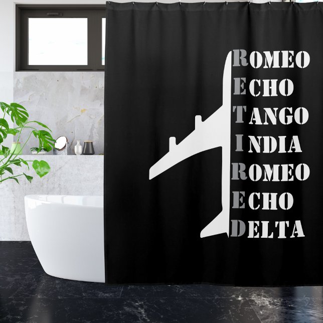 Airplane Retired Nato Phonetic Alphabet Aviation Shower Curtain (Creator Uploaded)