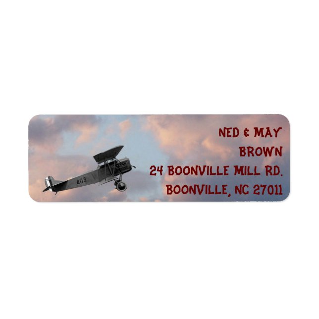 AIRPLANE- RETURN ADDRESS LABELS (Front)
