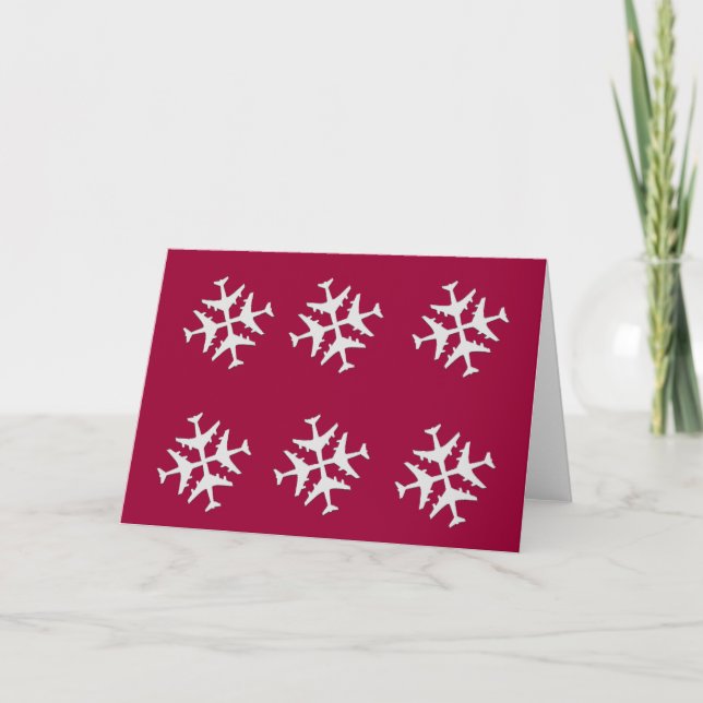 Airplane Snowflake Combo Holiday Card (Front)