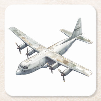 Airplane Square Paper Coaster